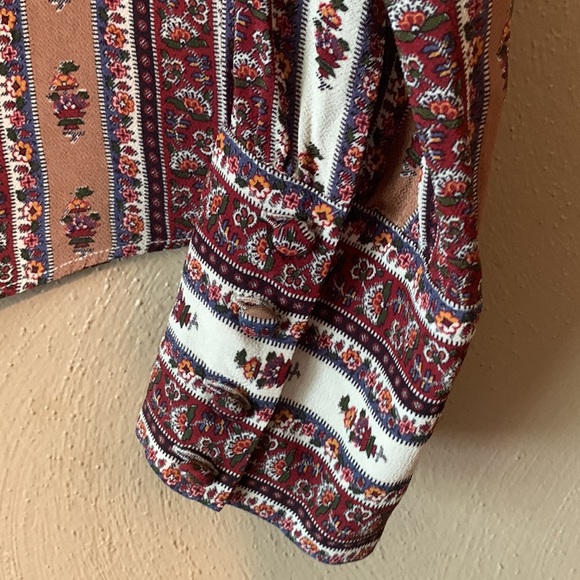 Host Pick πππVeronica Beard size 8 brown cream dark red floral top buttons - Picture 8 of 8